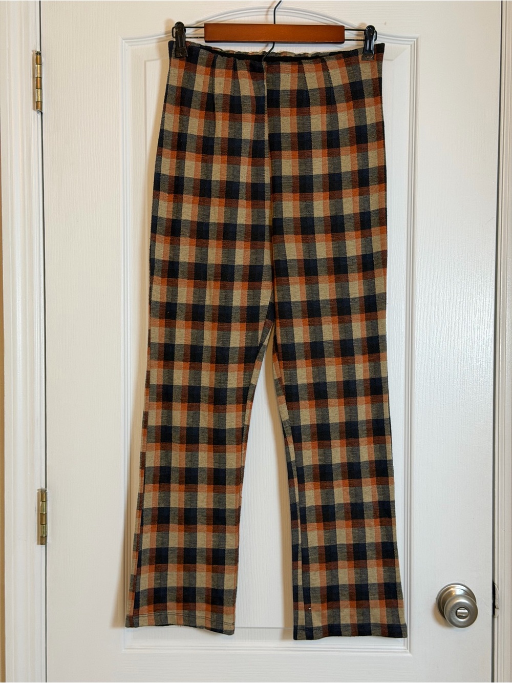 Free People Plaid Soft Material Elastic Waistband Pants Size 2